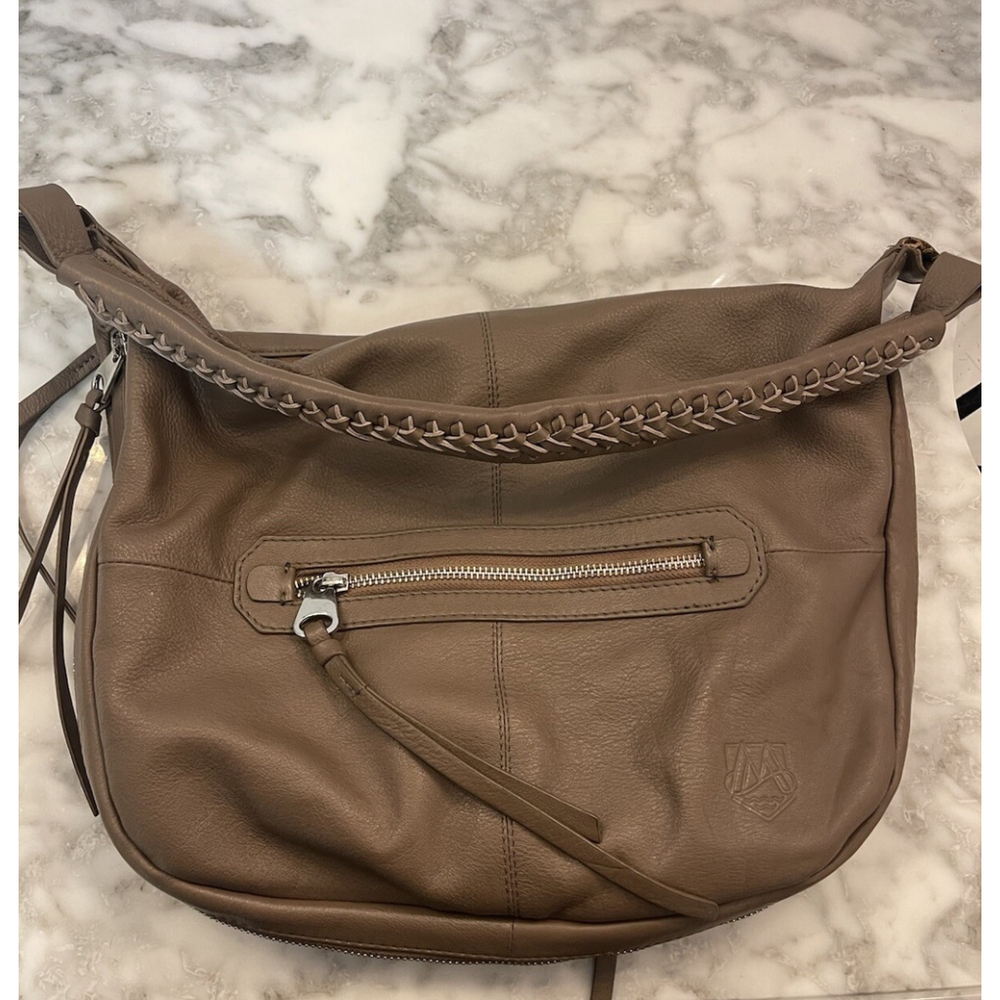 Malatesta Women's Handbag Leather Strap Shoulder Bag Taupe Italy Hobo